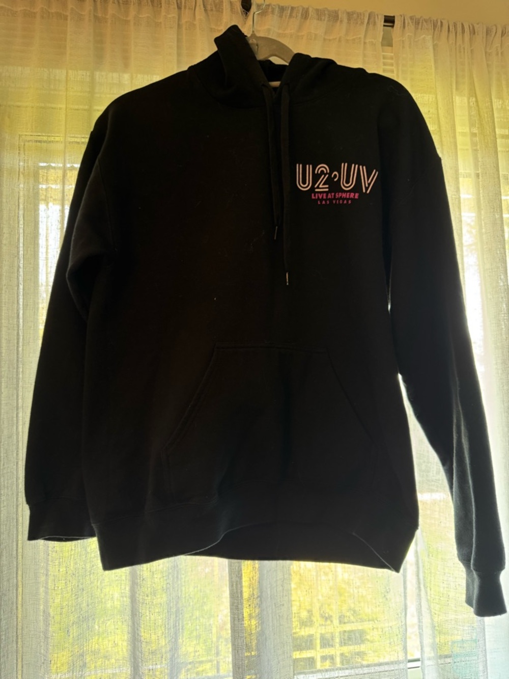 Black U2 U2IV 'Live At Sphere' Hoodie with Pink Logo